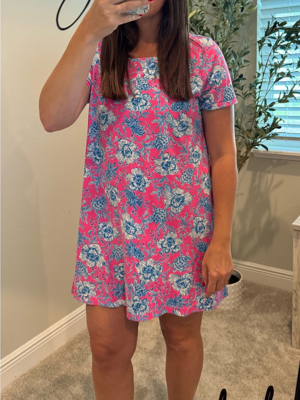 Lilly Pulitzer Pink Blue Floral Shift Dress